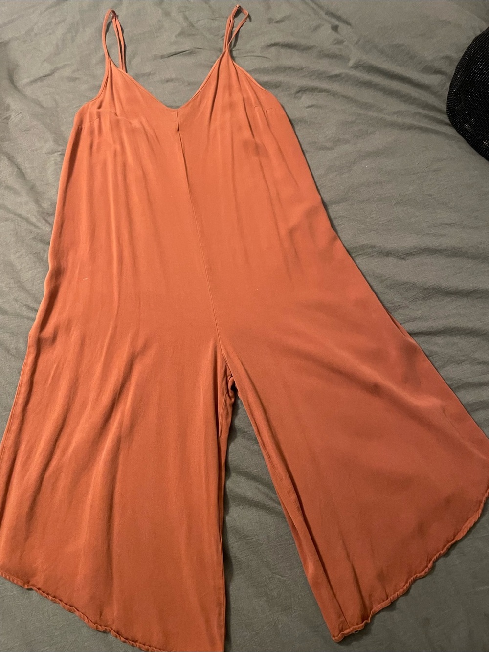 Women’s Rust Wide-Leg Jumpsuit with Spaghetti Straps